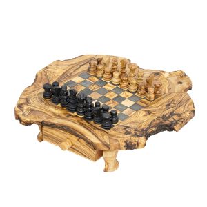 RUSTIC CHESS GAME WITH TWO STORAGE DRAWERS