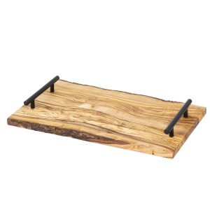 RECTANGULAR NATURAL-EDGED TRAY WITH HANDLES